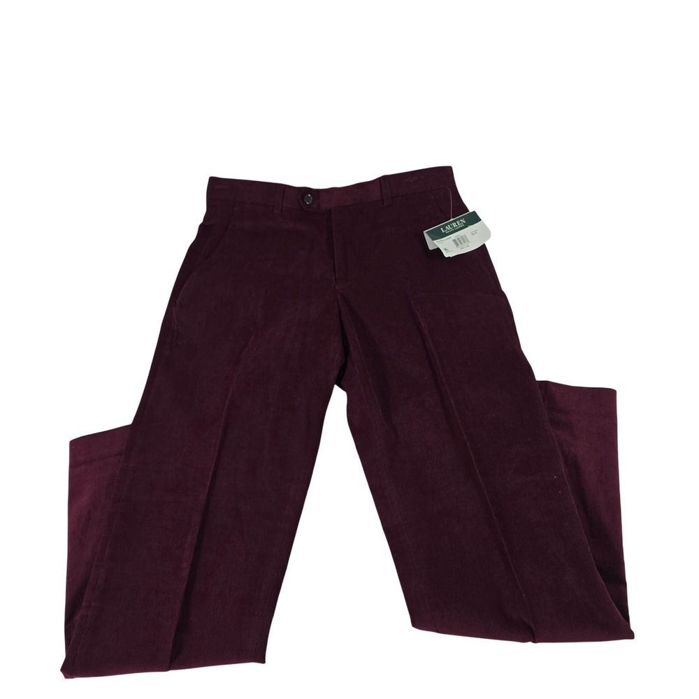 NWT Lauren Ralph Lauren Dewhurst Crimson Corduroy Flat Front Pants 30x30